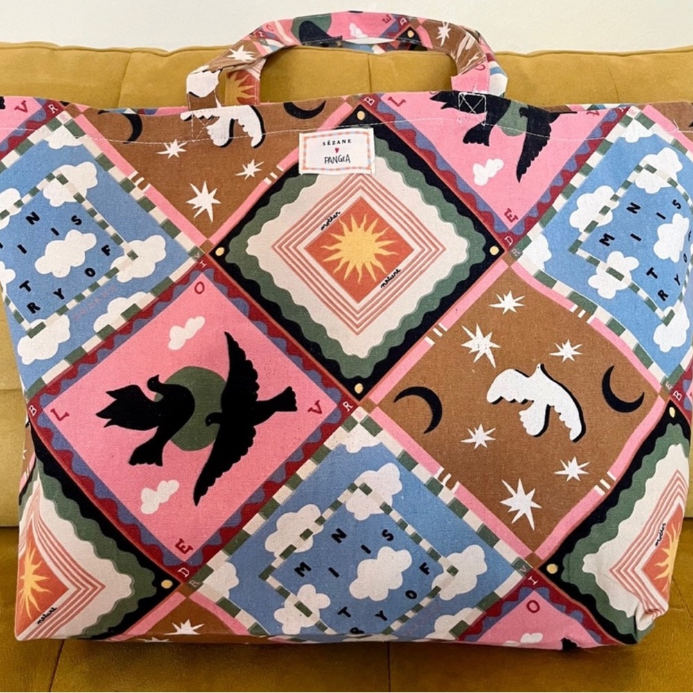 💫Sezane X Pangea Patterned Fabric Tote Bag - Picture 1 of 11